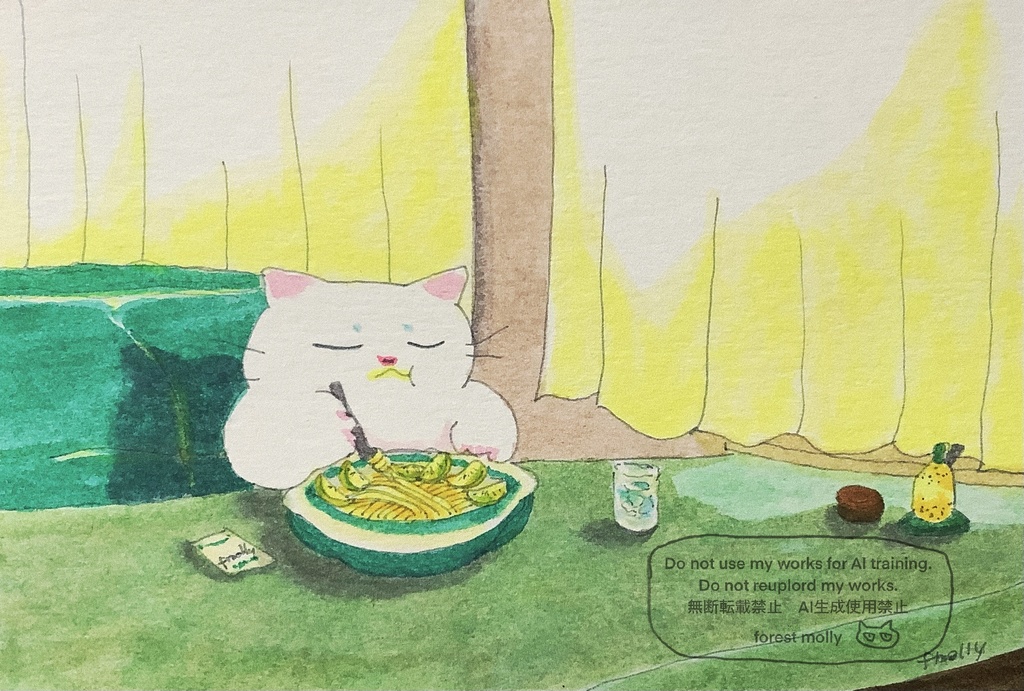 アナログ原画　レモンパスタ