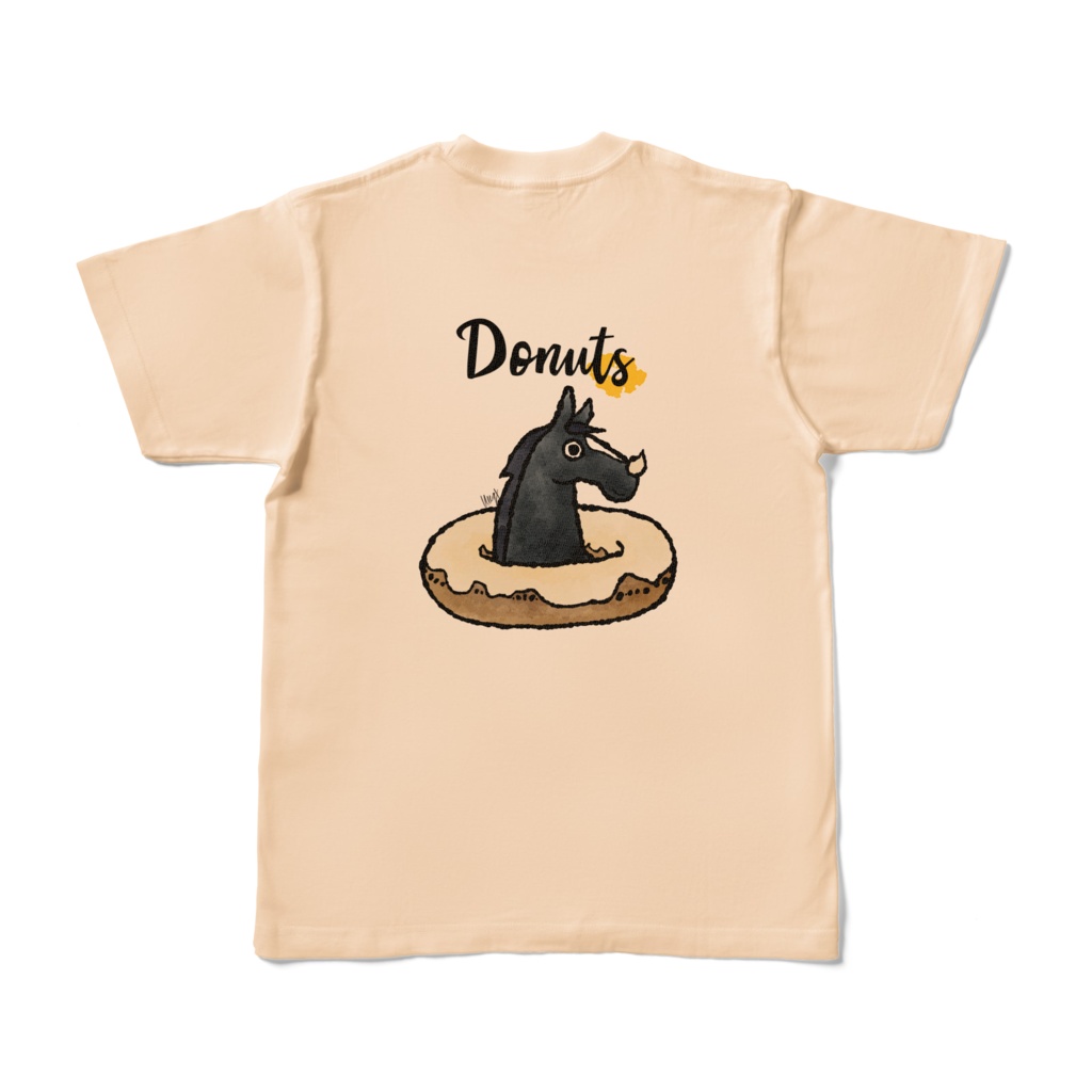 doNATSUどーなつバックプリントTシャツ〜黒い馬さん