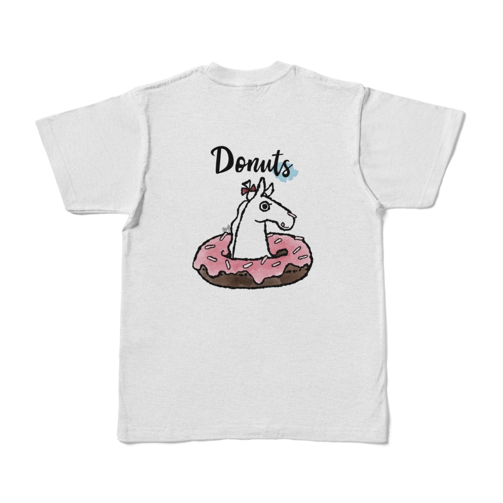 doNATSUどーなつバックプリントTシャツ〜白い馬さん