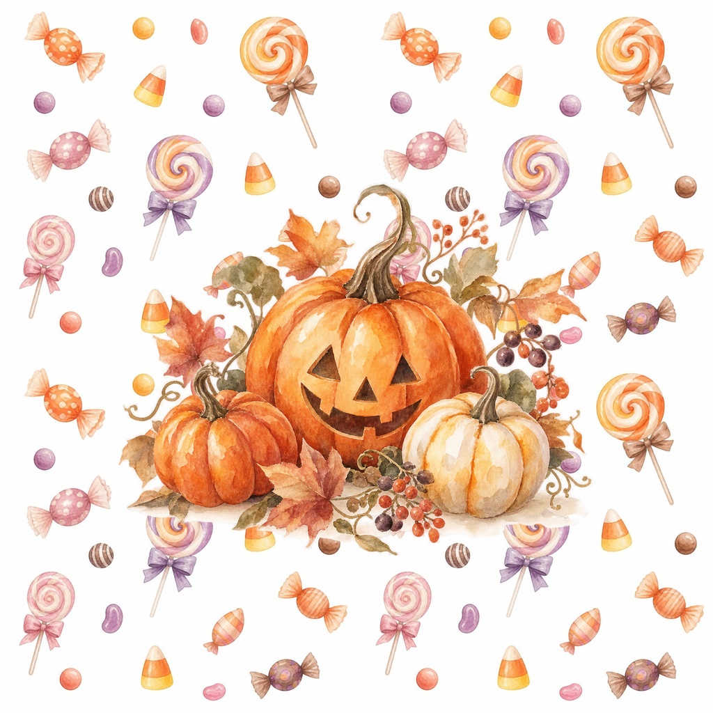ハロウィン水彩画風10種類セット