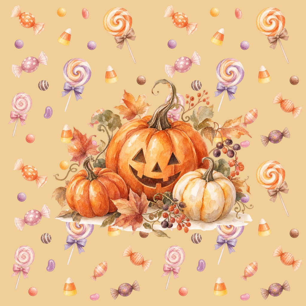 ハロウィン水彩画風10種類セット