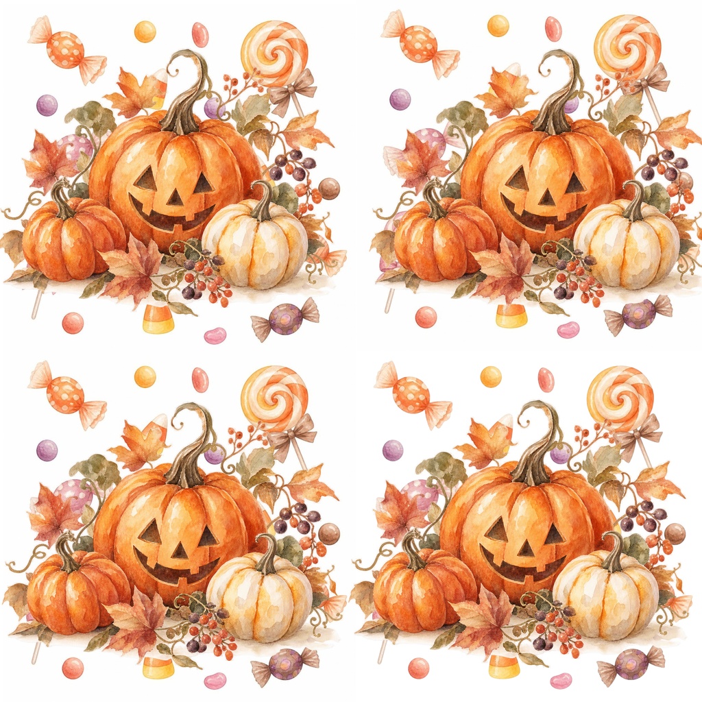 ハロウィン水彩画風10種類セット