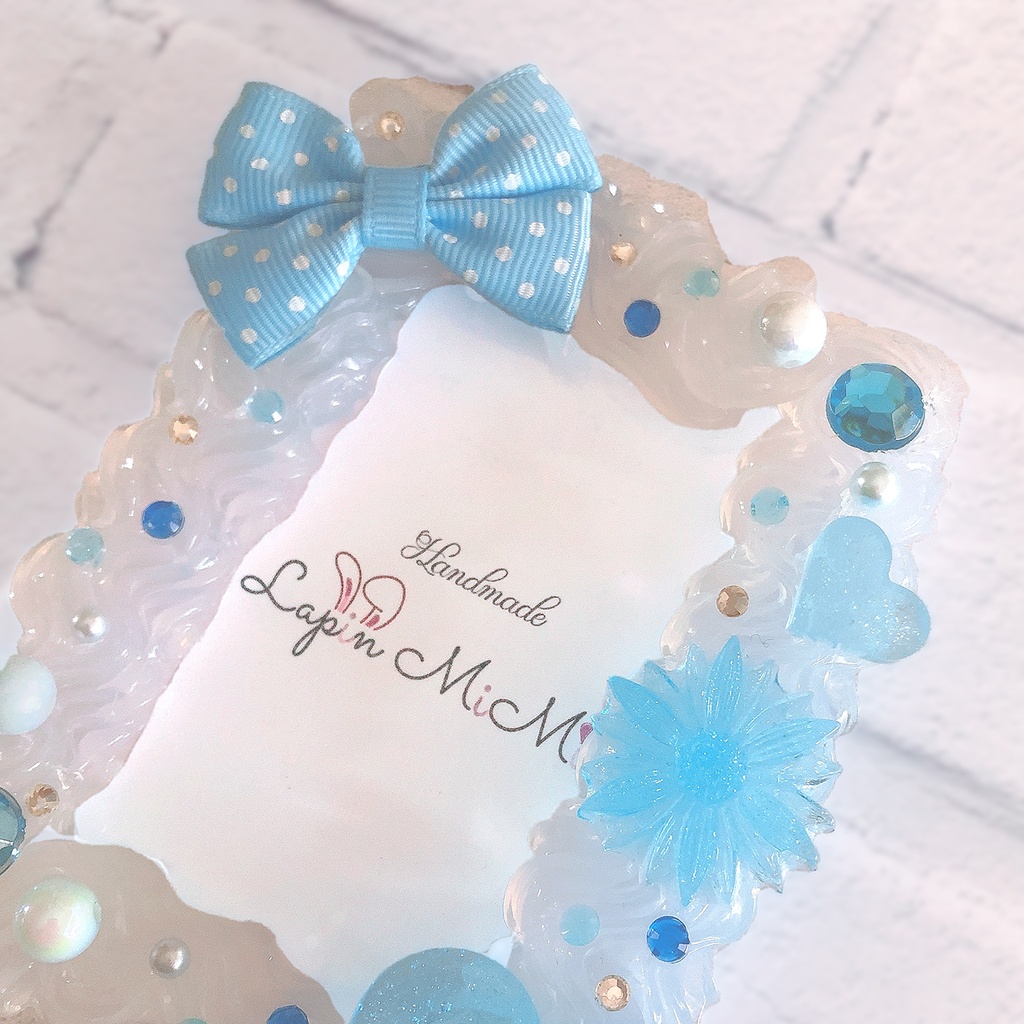 クリア ホイップデコ ブルー 水色 ドット さわやか かわいい B8 硬質 トレカケース チェキ 推し活