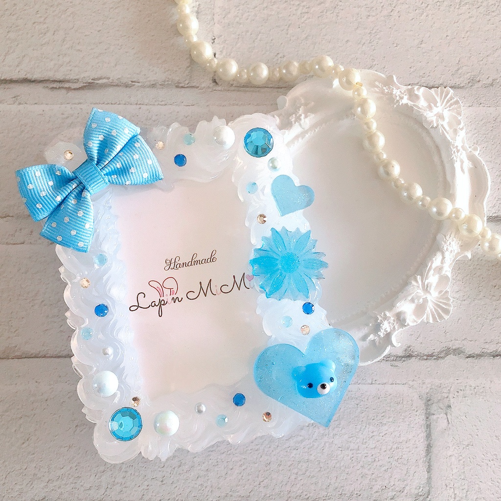 クリア ホイップデコ ブルー 水色 ドット さわやか かわいい B8 硬質 トレカケース チェキ 推し活