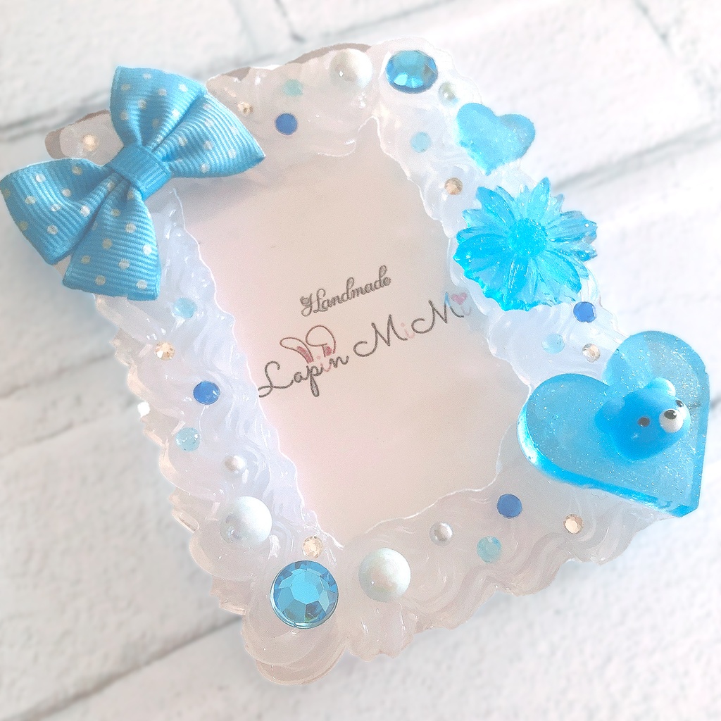 クリア ホイップデコ ブルー 水色 ドット さわやか かわいい B8 硬質 トレカケース チェキ 推し活