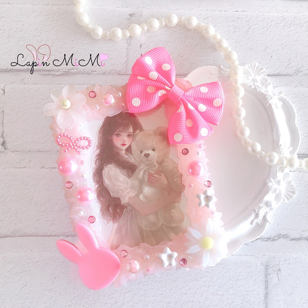 ホイップデコ クリア ラメ ピンク 水玉 リボン うさぎ 硬質 トレカケース チェキ