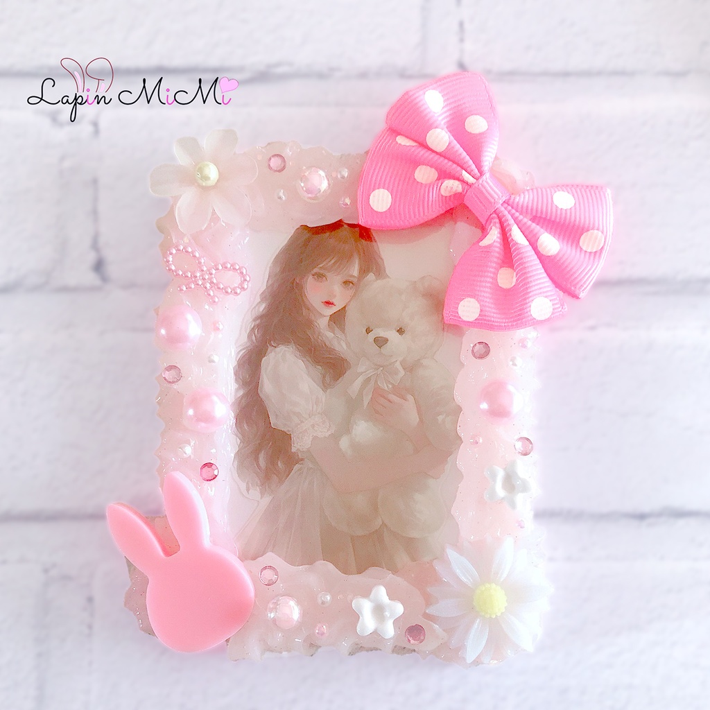 ホイップデコ クリア ラメ ピンク 水玉 リボン うさぎ 硬質 トレカケース チェキ