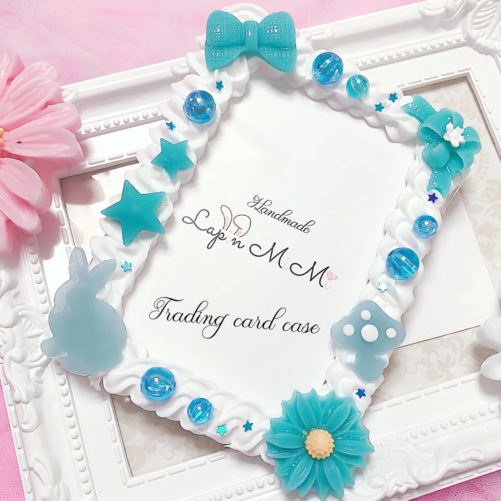 ホイップデコ ホワイト ターコイズ ミントブルー さわやか B8 硬質 トレカケース チェキ