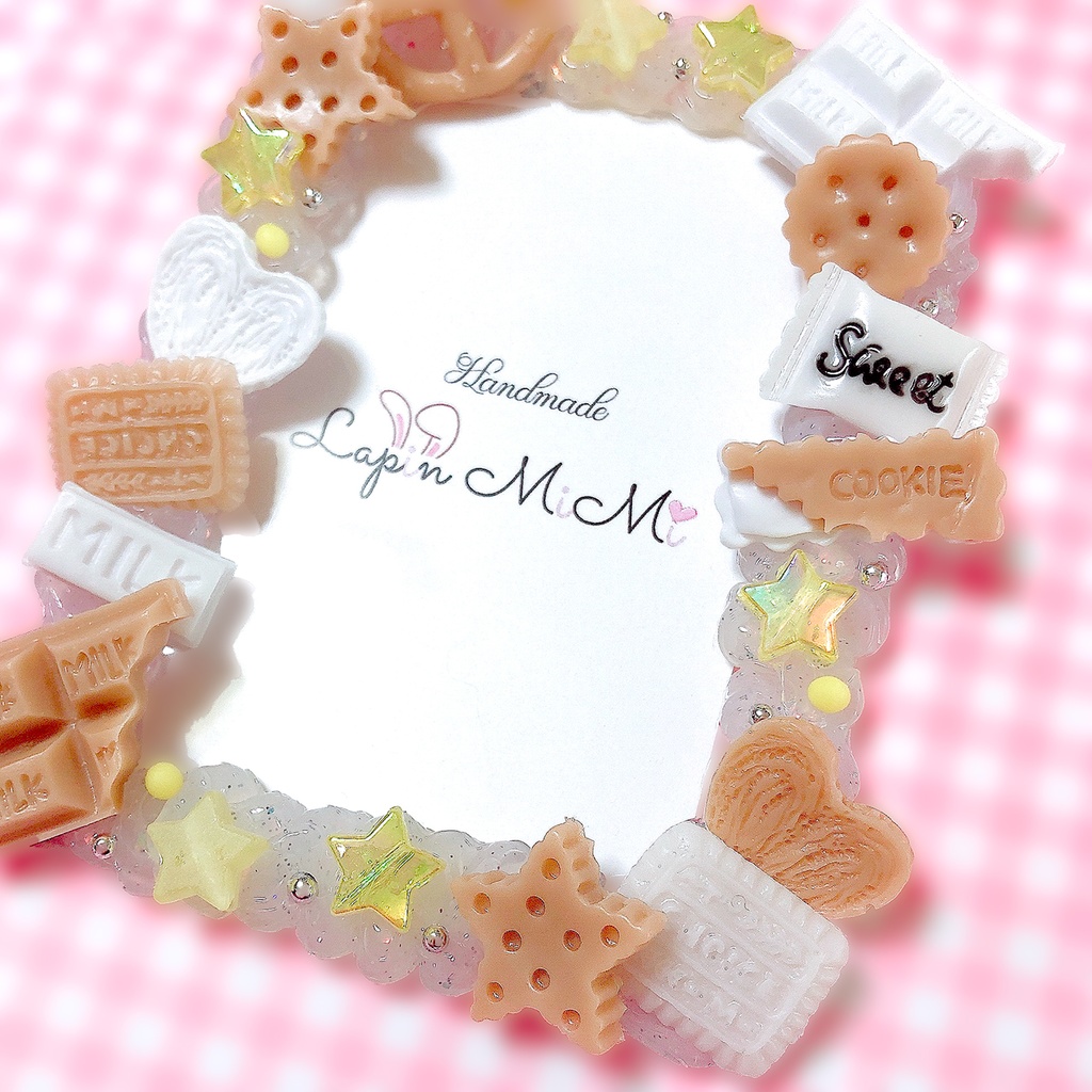 クリア ラメ ホイップデコ お菓子 クッキー プレッチェル チョコ バレンタイ ベージュ 硬質 トレカケース ハンドメイド