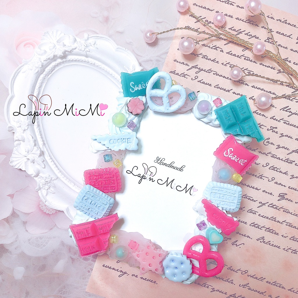 ホイップデコ クリア バレンタイン お菓子 硬質トレカケース チェキ ピンク 水色 ポップ ハンドメイド