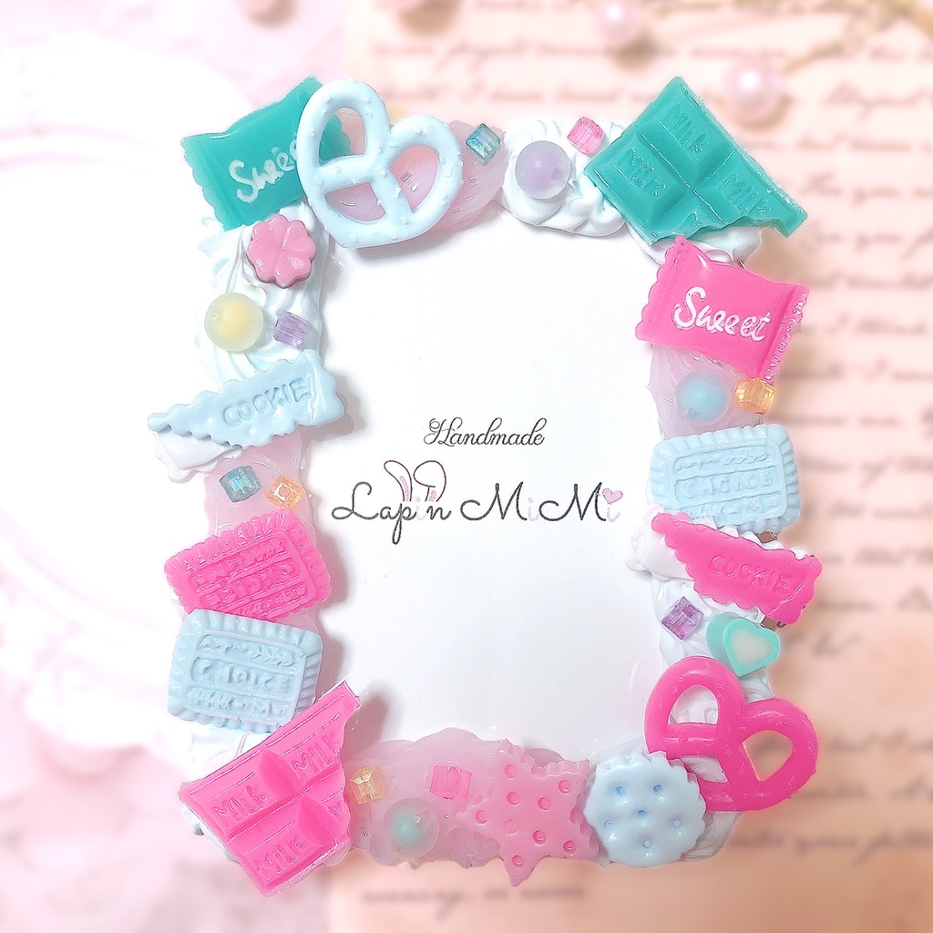 ホイップデコ クリア バレンタイン お菓子 硬質トレカケース チェキ ピンク 水色 ポップ ハンドメイド