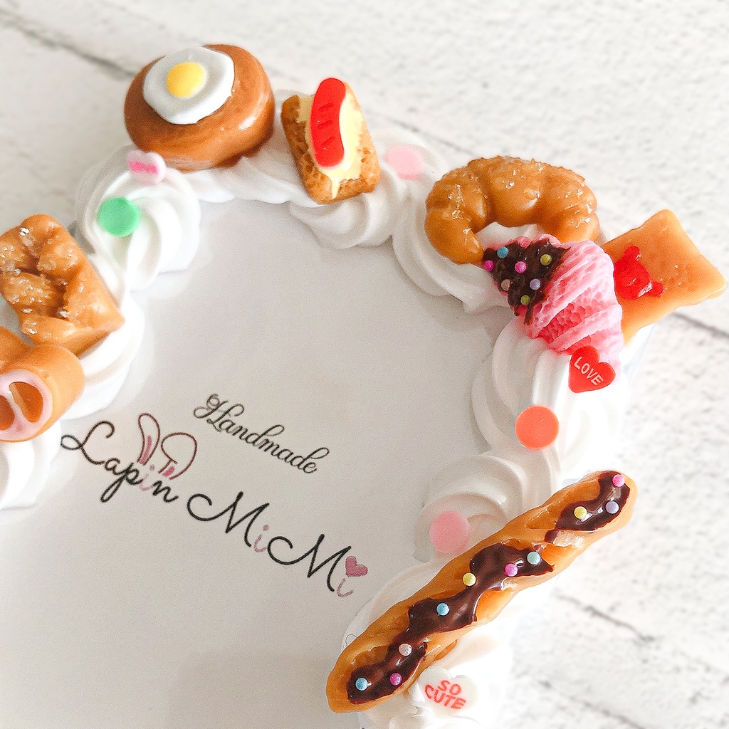 ホイップデコ 硬質トレカケース チェキ 白 春のパン祭り カラフル かわいい レジン ケース ブラウン