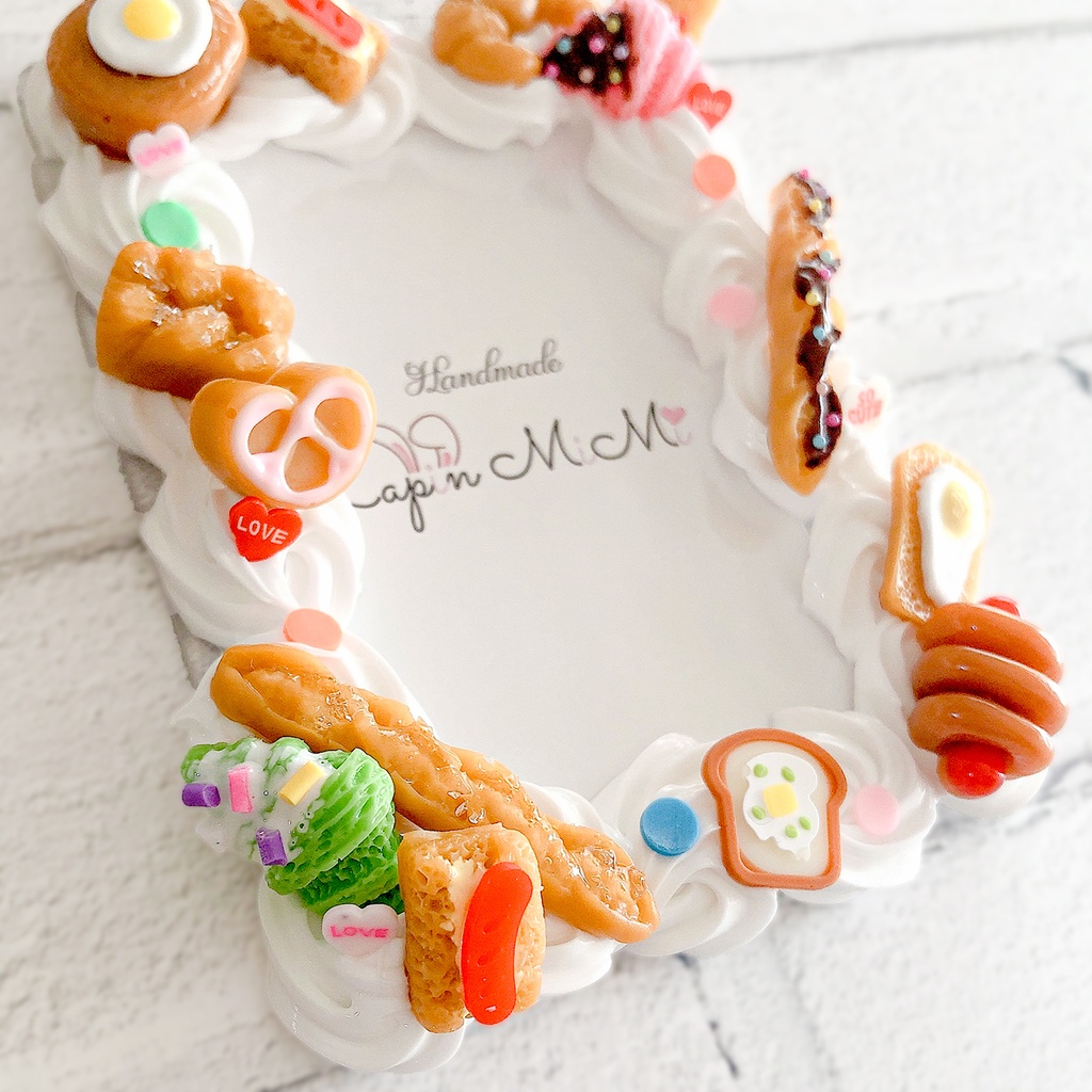 ホイップデコ 硬質トレカケース チェキ 白 春のパン祭り カラフル かわいい レジン ケース ブラウン