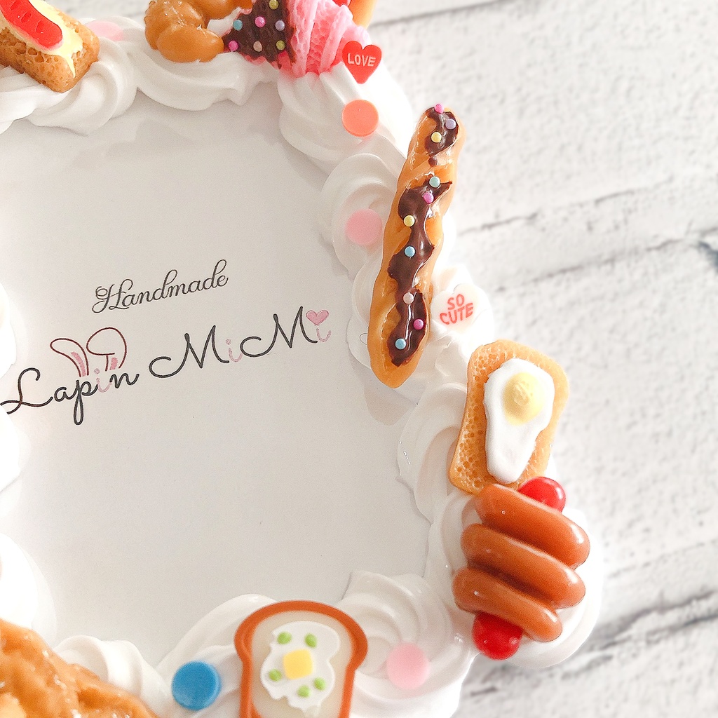 ホイップデコ 硬質トレカケース チェキ 白 春のパン祭り カラフル かわいい レジン ケース ブラウン