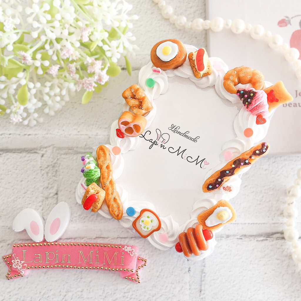 ホイップデコ 硬質トレカケース チェキ 白 春のパン祭り カラフル かわいい レジン ケース ブラウン