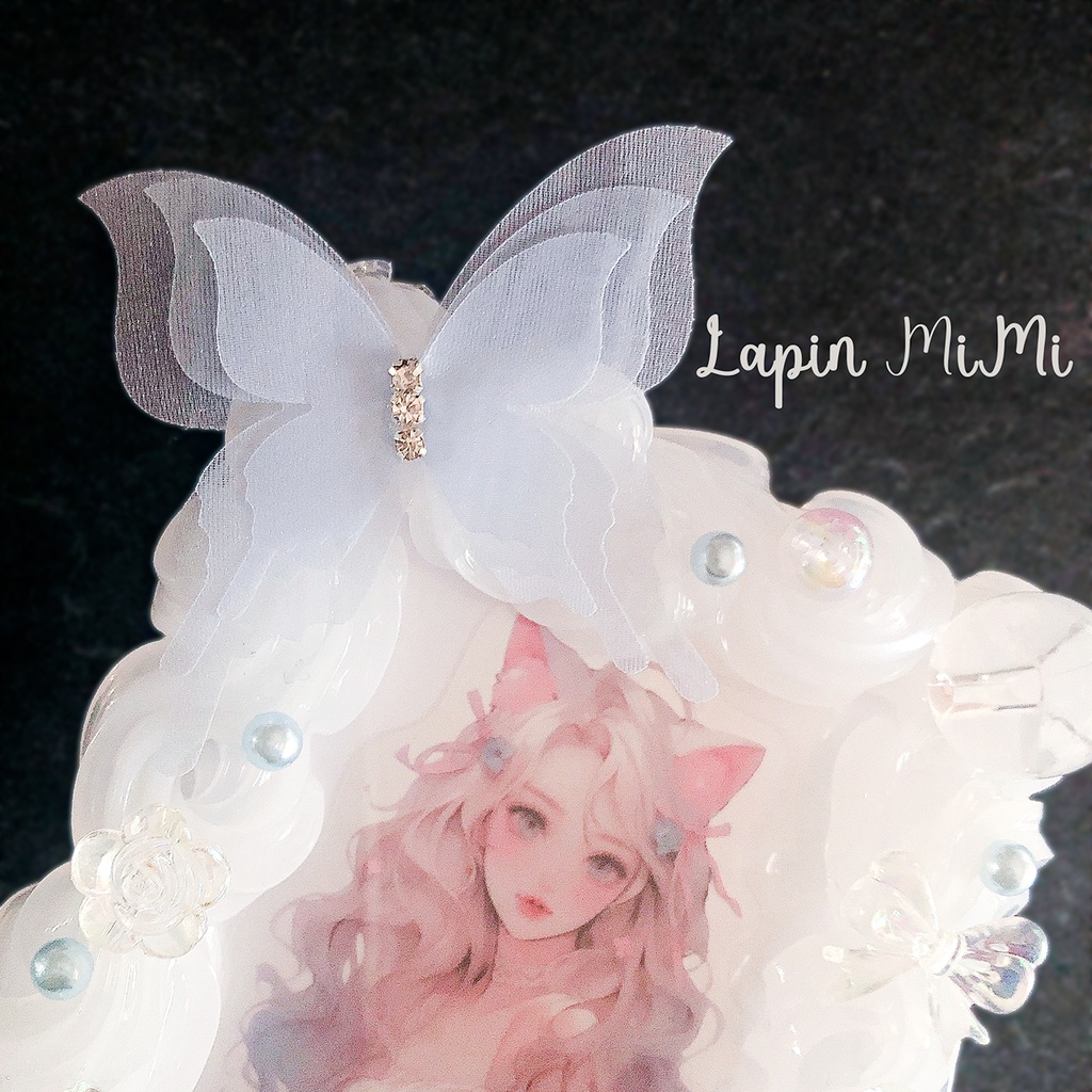 クリア ホイップデコ 硬質トレカケース チェキ ふんわり シフォン 蝶 上品 きれいめ ケース