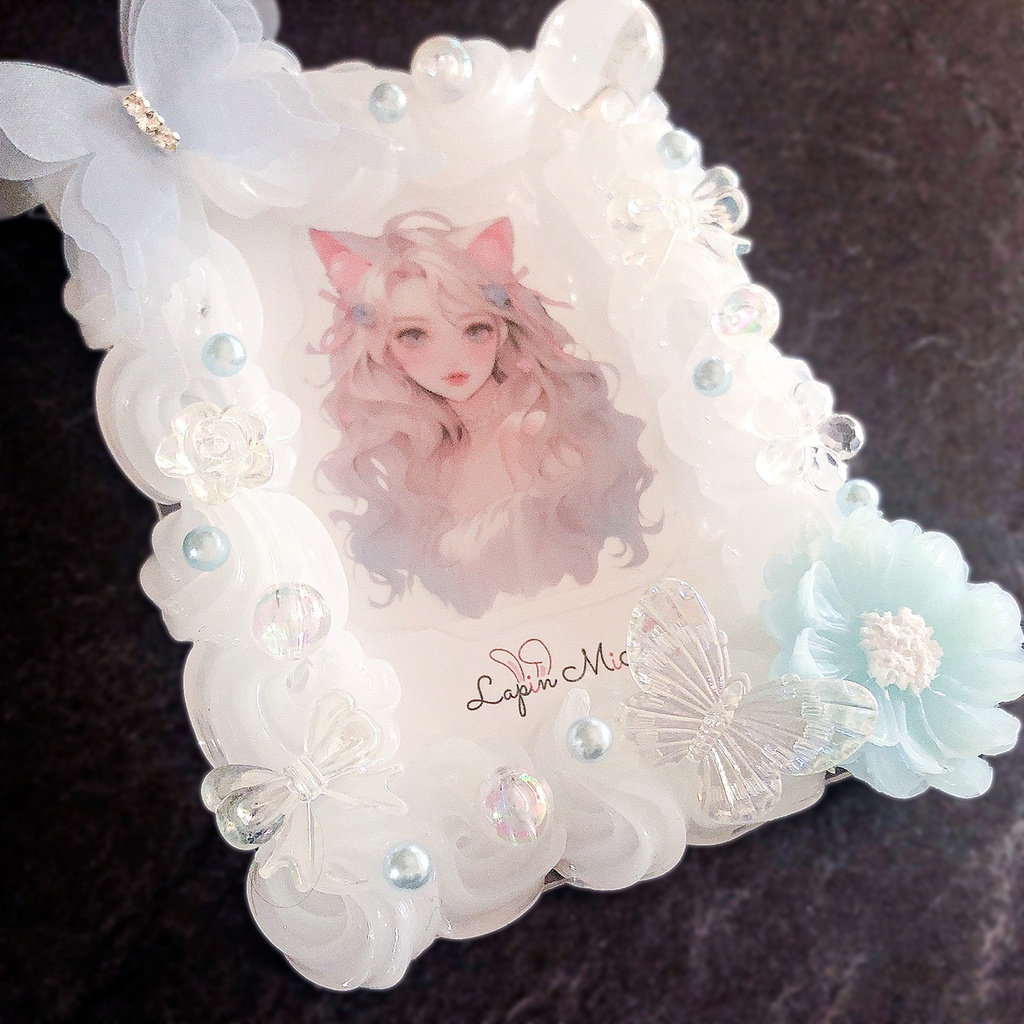 クリア ホイップデコ 硬質トレカケース チェキ ふんわり シフォン 蝶 上品 きれいめ ケース