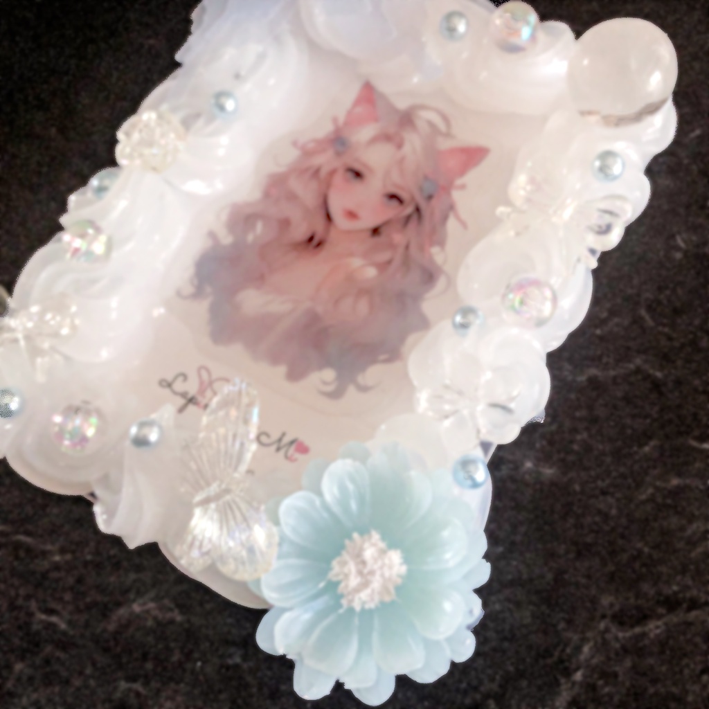 クリア ホイップデコ 硬質トレカケース チェキ ふんわり シフォン 蝶 上品 きれいめ ケース