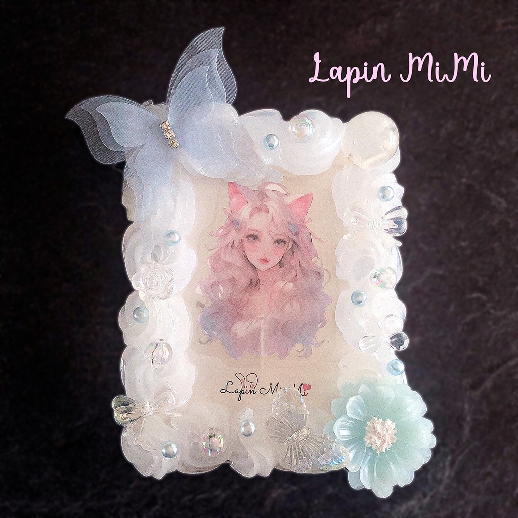 クリア ホイップデコ 硬質トレカケース チェキ ふんわり シフォン 蝶 上品 きれいめ ケース