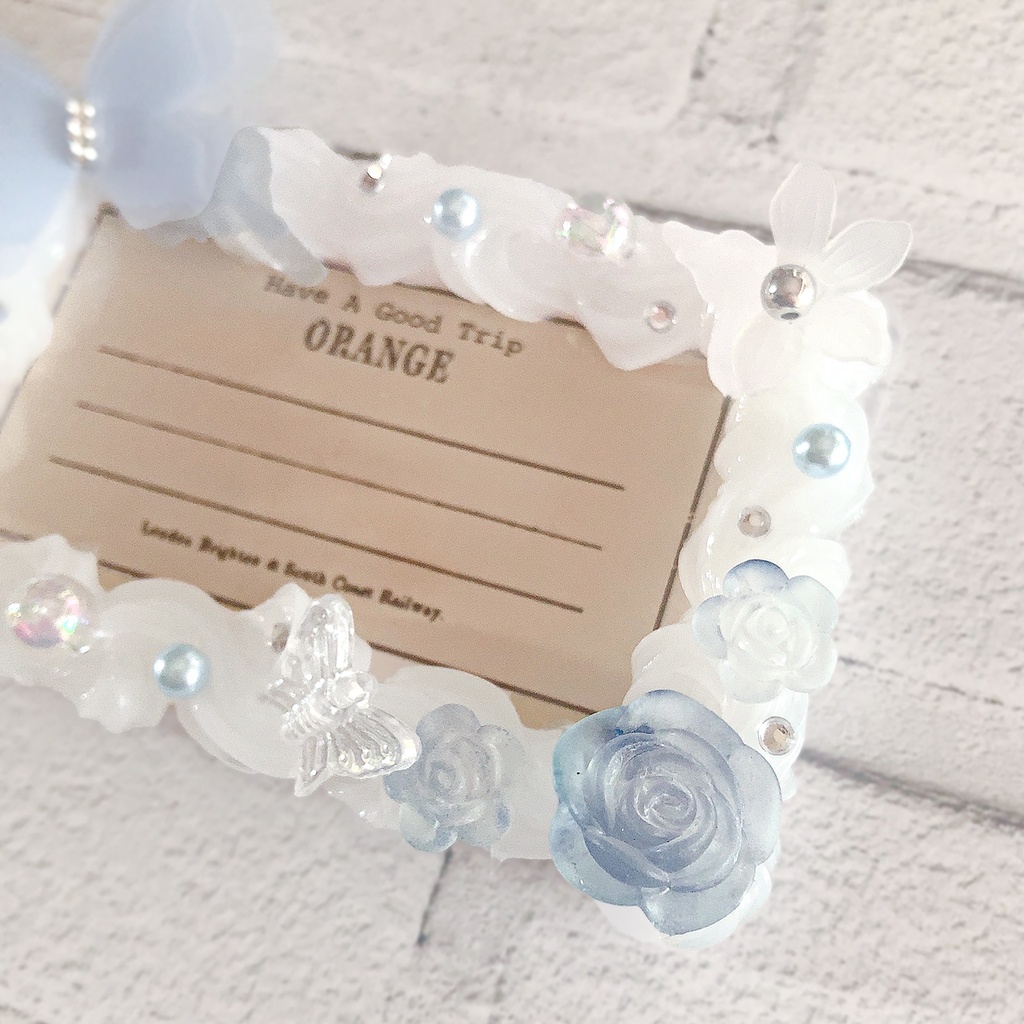 ホイップデコ チェキ用 高透明 硬質ケース 横向き クリア 水色 きれいめ 名刺 カード入れ