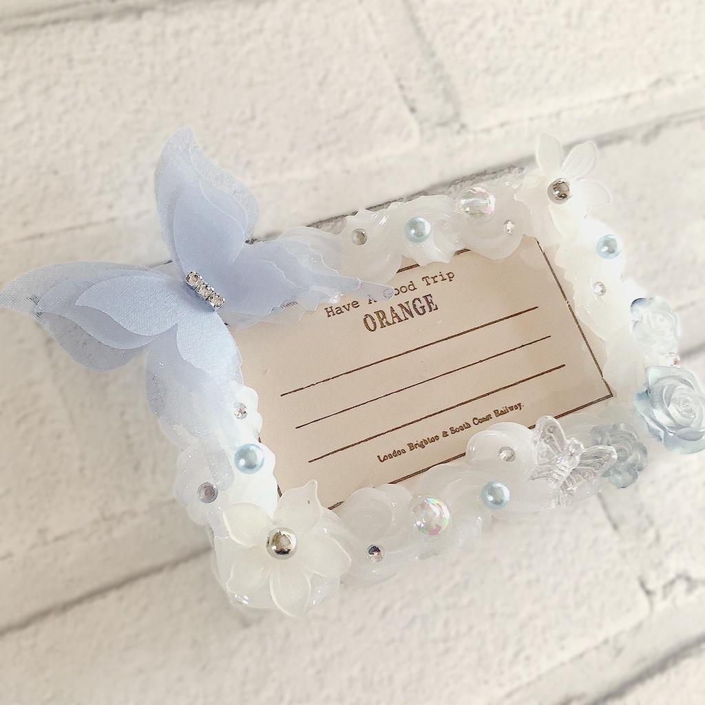 ホイップデコ チェキ用 高透明 硬質ケース 横向き クリア 水色 きれいめ 名刺 カード入れ