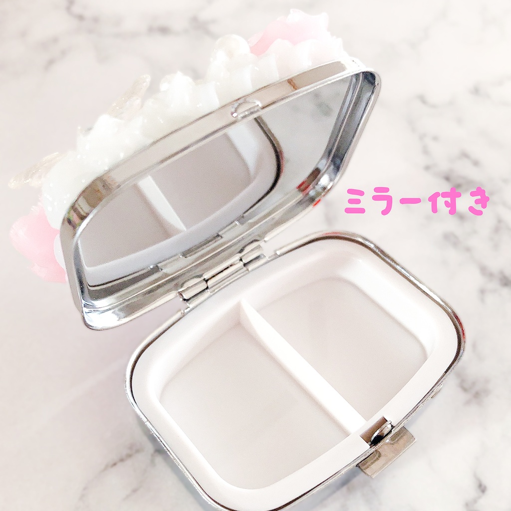 ホイップデコ ピルケース ピンク 薔薇 ミラー付き リボン 蝶 大人可愛い ケース