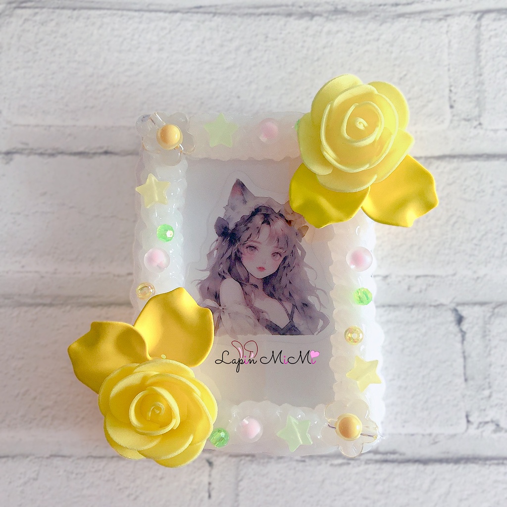 イエロー ホイップデコ 硬質トレカケース チェキ 薔薇 ポップ カラフル ケース