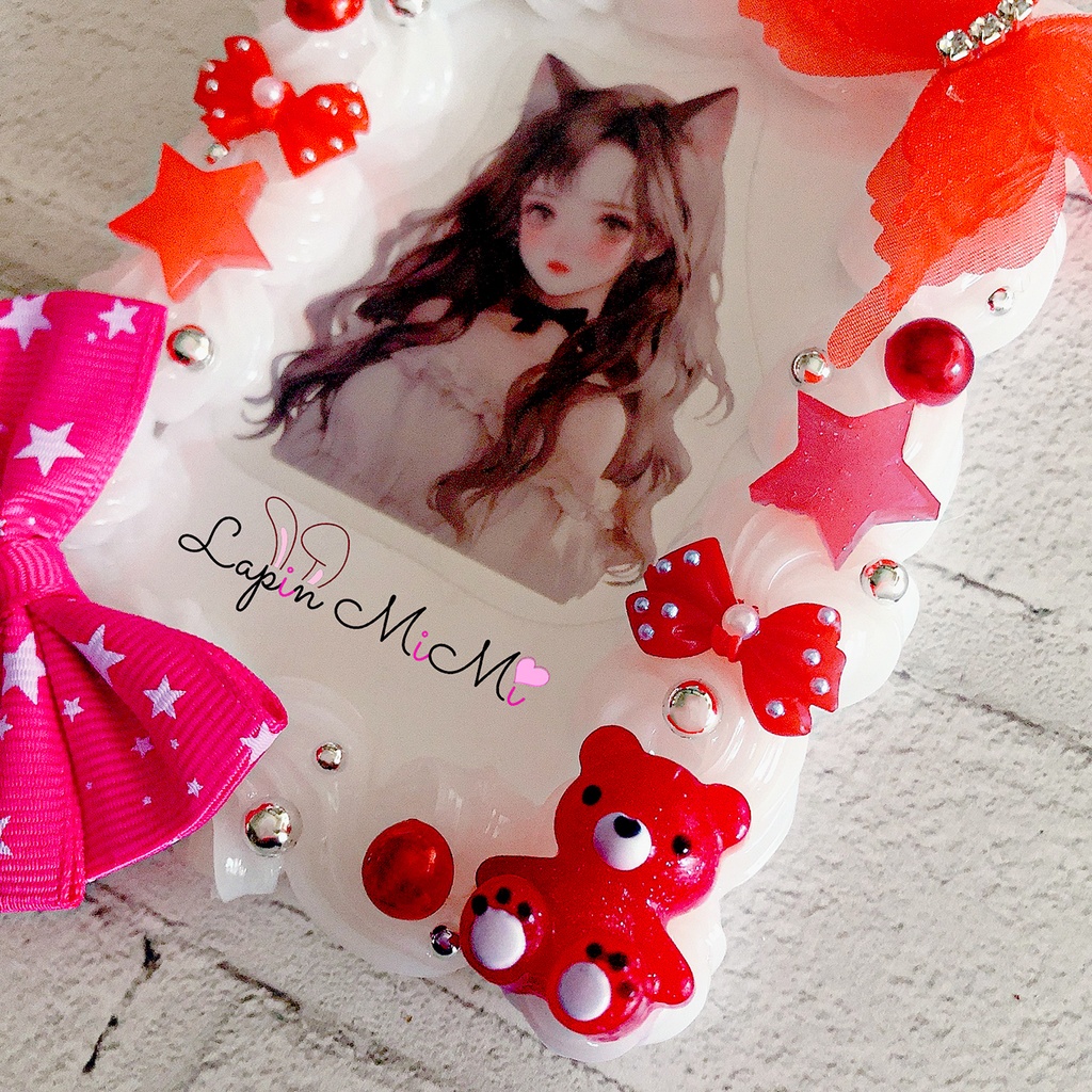 赤 キラキラ ジルコニア ティアラ ホイップデコ 硬質トレカケース リボン くま ポップ ケース