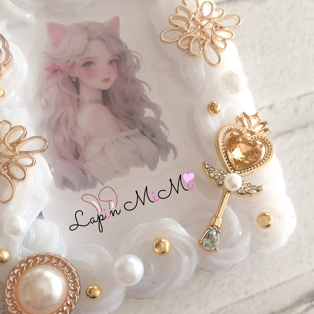 クリア ホイップデコ 硬質トレカケース ゴールド 魔法 スティック 華やか きれいめ 蝶 チェキ ケース