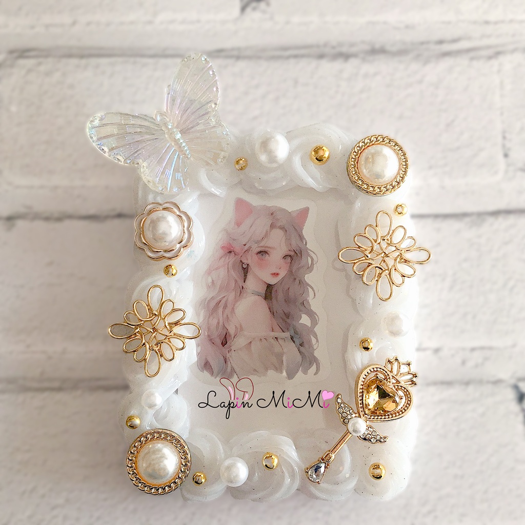 クリア ホイップデコ 硬質トレカケース ゴールド 魔法 スティック 華やか きれいめ 蝶 チェキ ケース