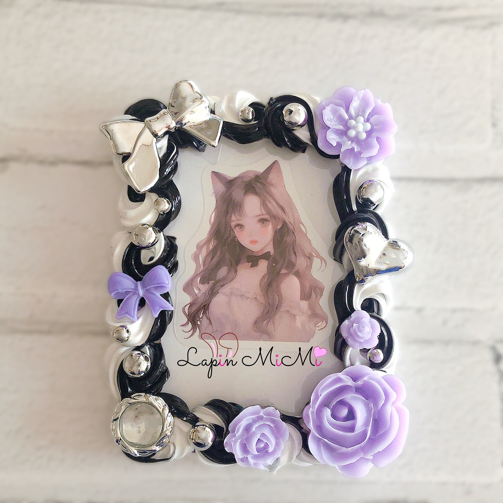 白 黒 ホイップデコ 硬質トレカケース パープル シルバー ゴシック チェキ ケース