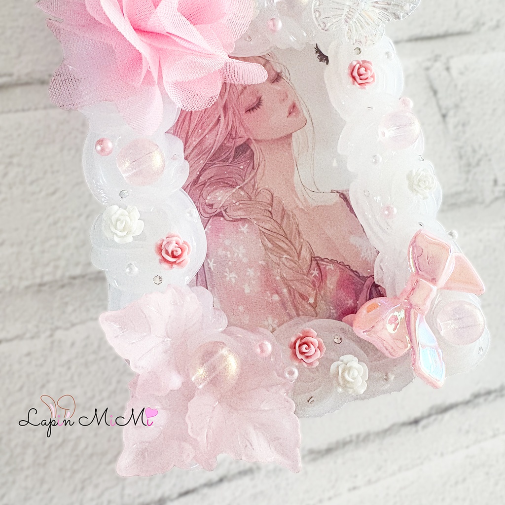 クリア ホイップデコ 硬質トレカケース ピンク シフォン 花 桜風 リボン カード ケース