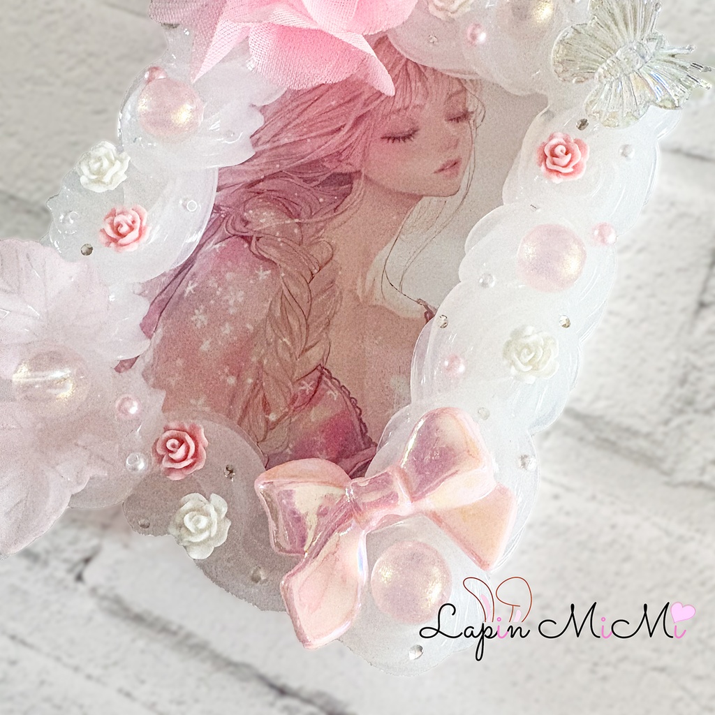 クリア ホイップデコ 硬質トレカケース ピンク シフォン 花 桜風 リボン カード ケース