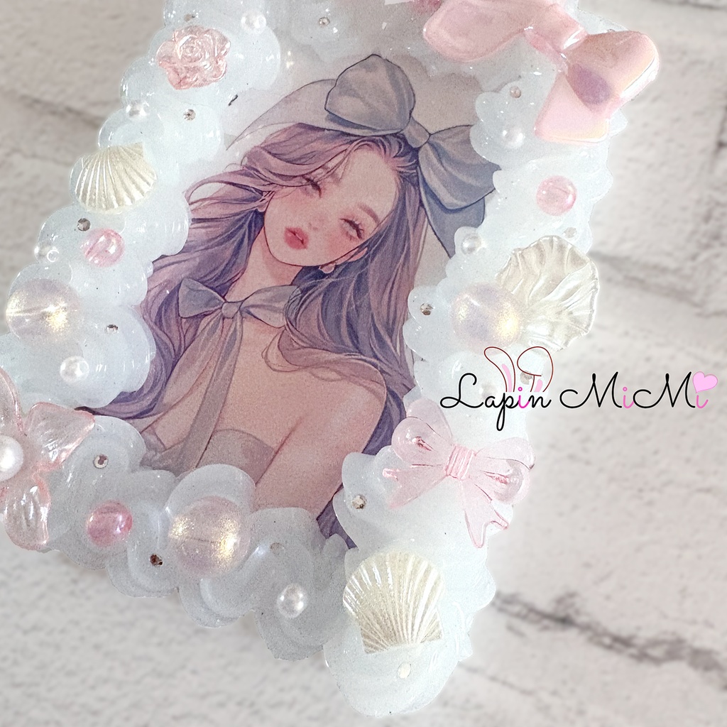 クリア ホイップデコ 硬質トレカケース チェキ リボン 海 マーメイド ピンク カード ケース