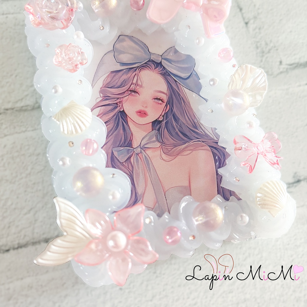 クリア ホイップデコ 硬質トレカケース チェキ リボン 海 マーメイド ピンク カード ケース