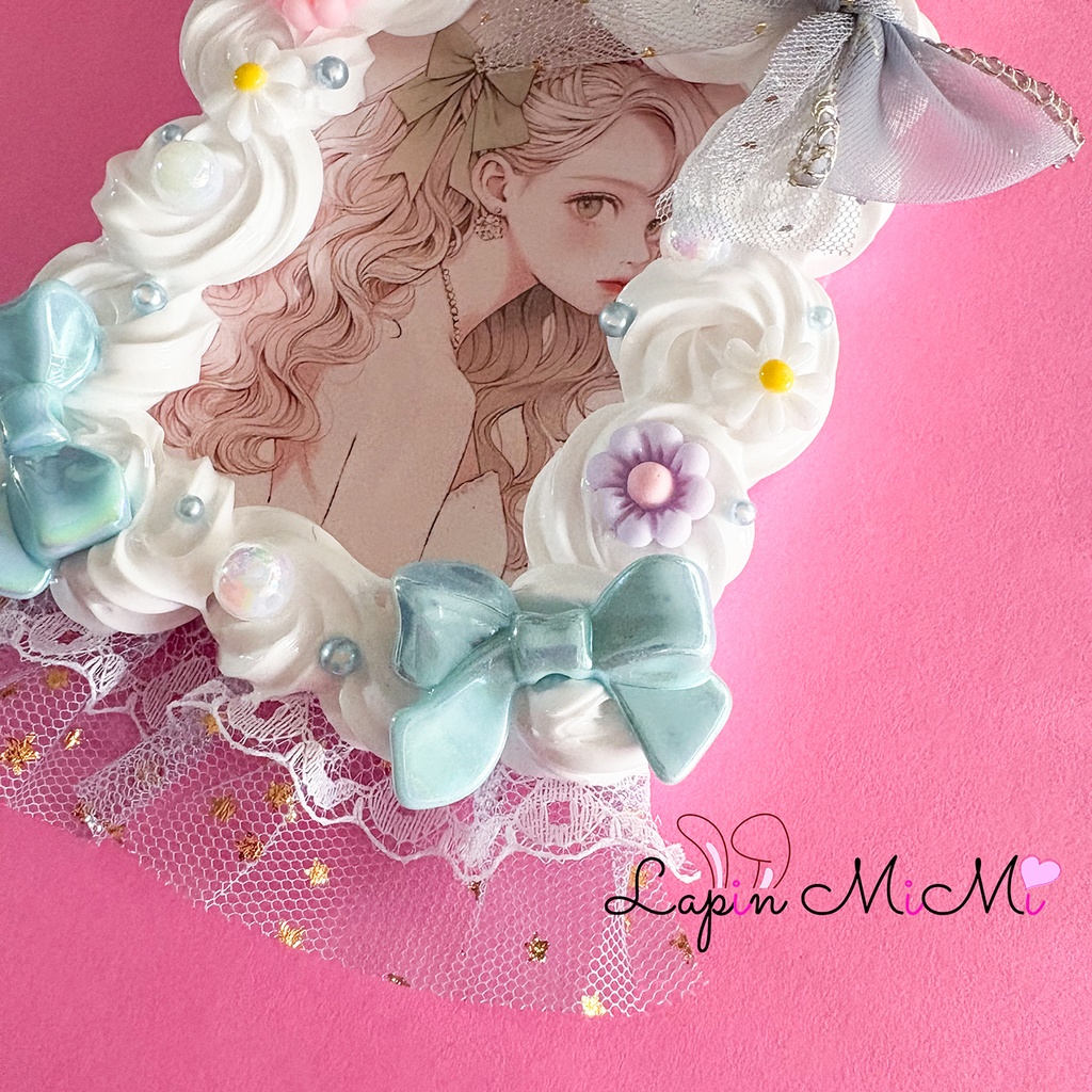 白 ホイップデコ 硬質トレカケース レース リボン うさぎ メッシュ フリル ラメ かわいい カード ケース