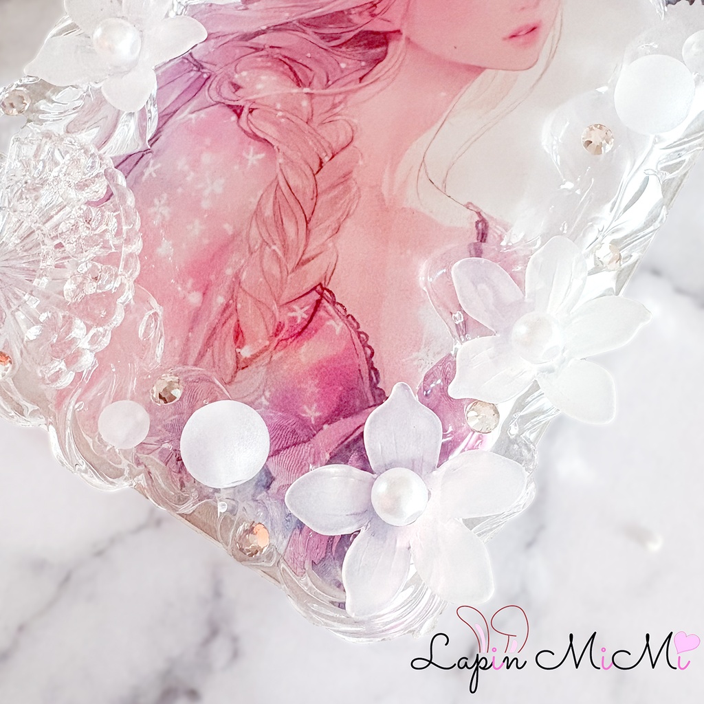 高透明 ホイップデコ 硬質トレカケース キーホルダー リボン マット くすみ 白 カード バッグチャーム ケース