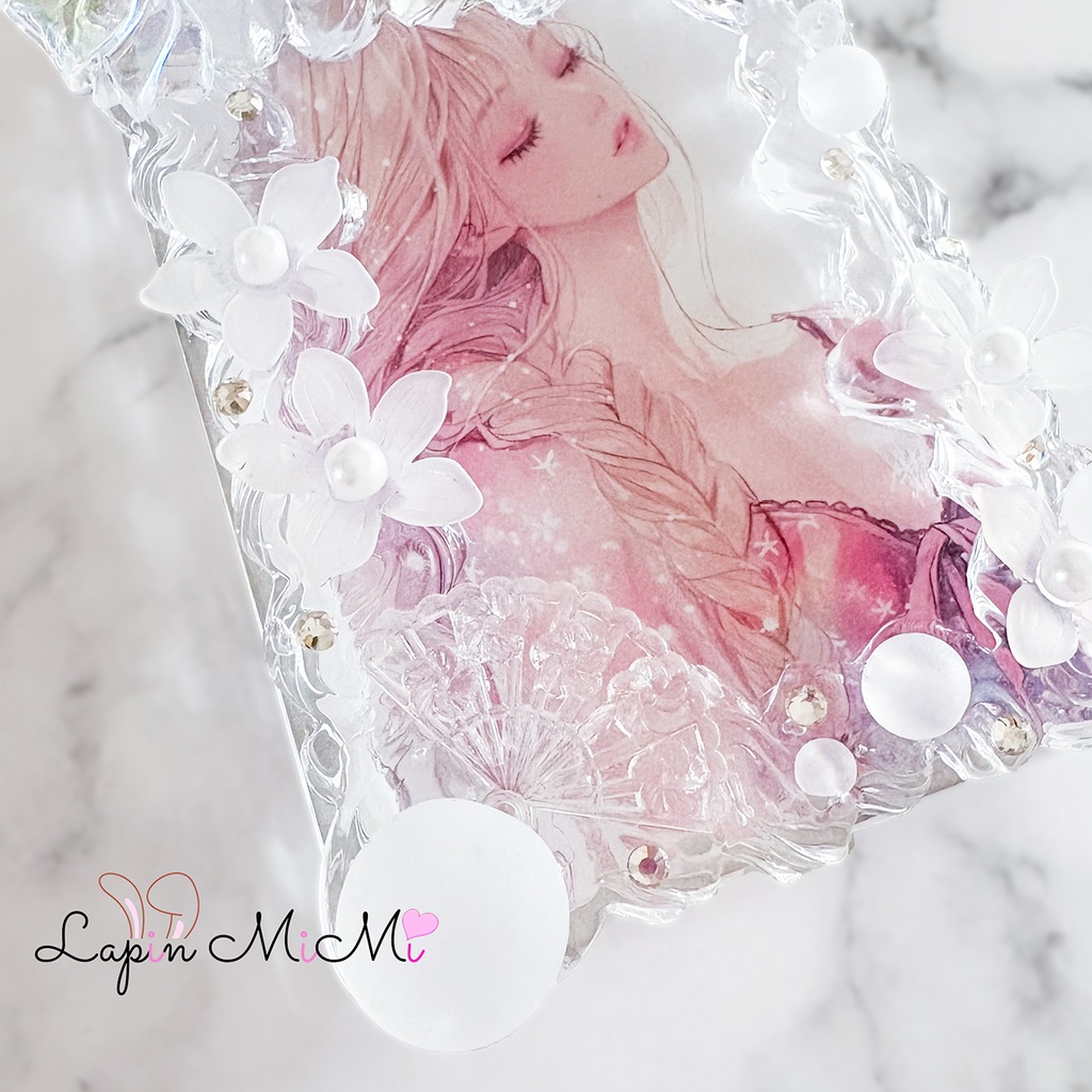 高透明 ホイップデコ 硬質トレカケース キーホルダー リボン マット くすみ 白 カード バッグチャーム ケース