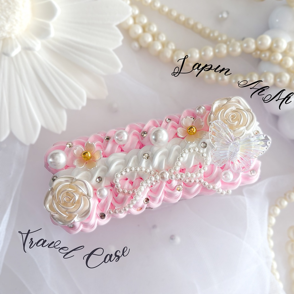 ホイップデコ マルチケース トラベル ピンク 白 いちごミルク パールリボン かわいい ケース