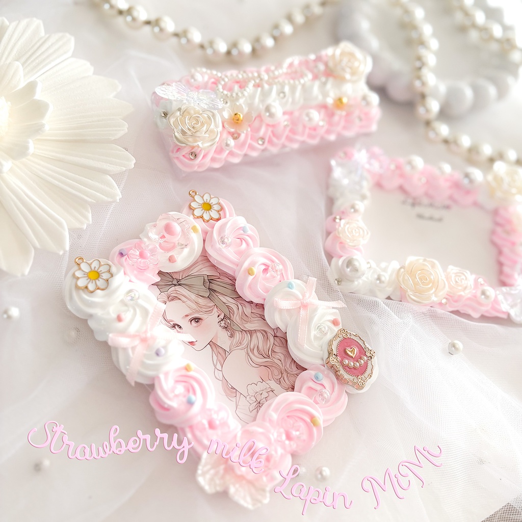 ホイップデコ マルチケース トラベル ピンク 白 いちごミルク パールリボン かわいい ケース