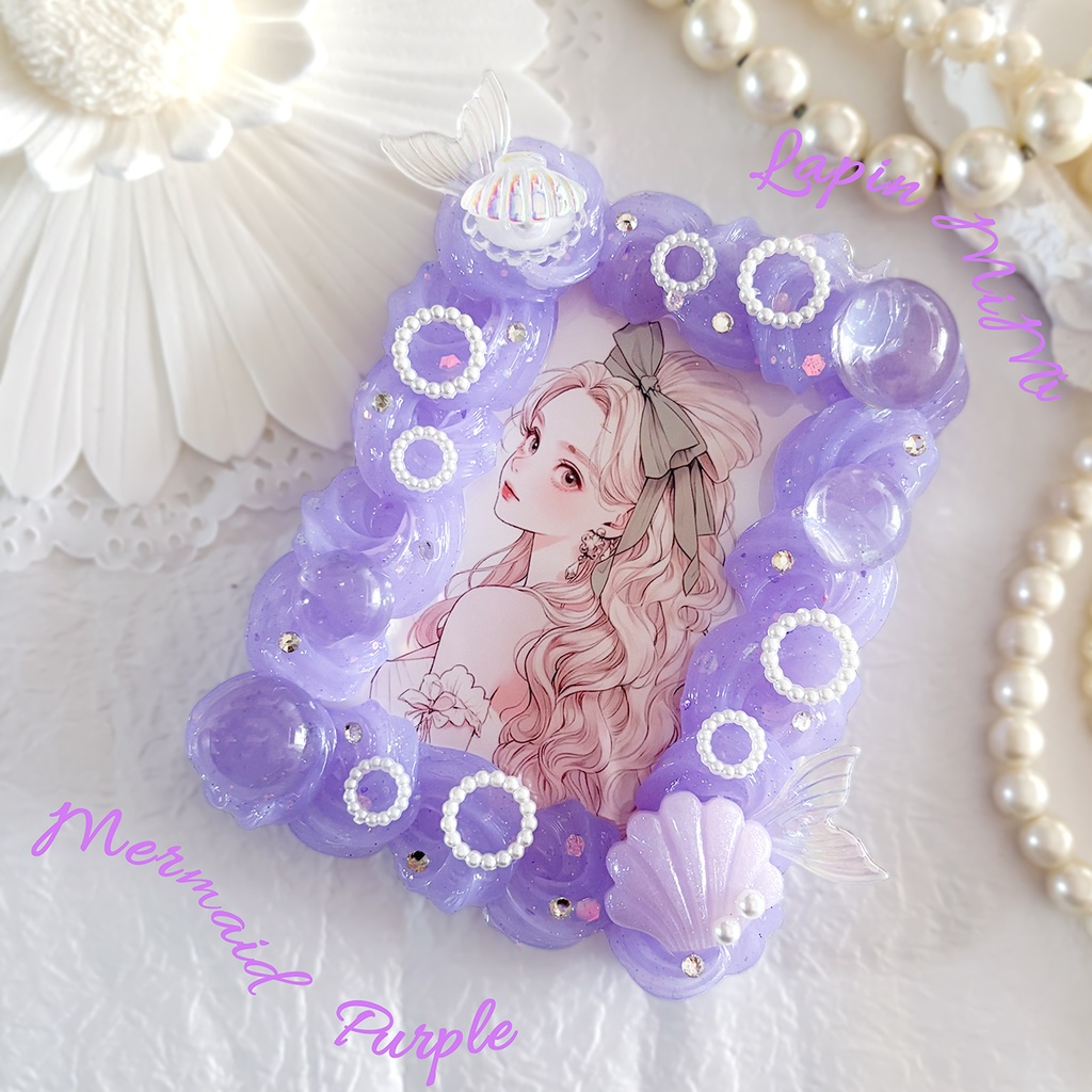 パープル クリア ラメ ホイップデコ B8 硬質トレカケース 海 マーメイド シャボン チェキ カード ケース