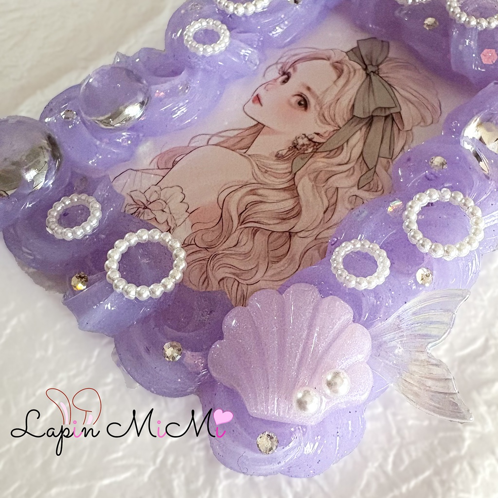 パープル クリア ラメ ホイップデコ B8 硬質トレカケース 海 マーメイド シャボン チェキ カード ケース