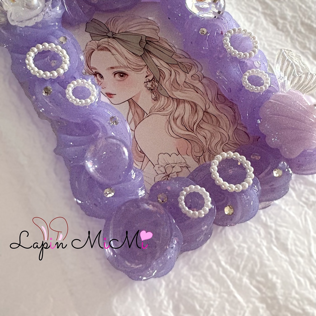 パープル クリア ラメ ホイップデコ B8 硬質トレカケース 海 マーメイド シャボン チェキ カード ケース