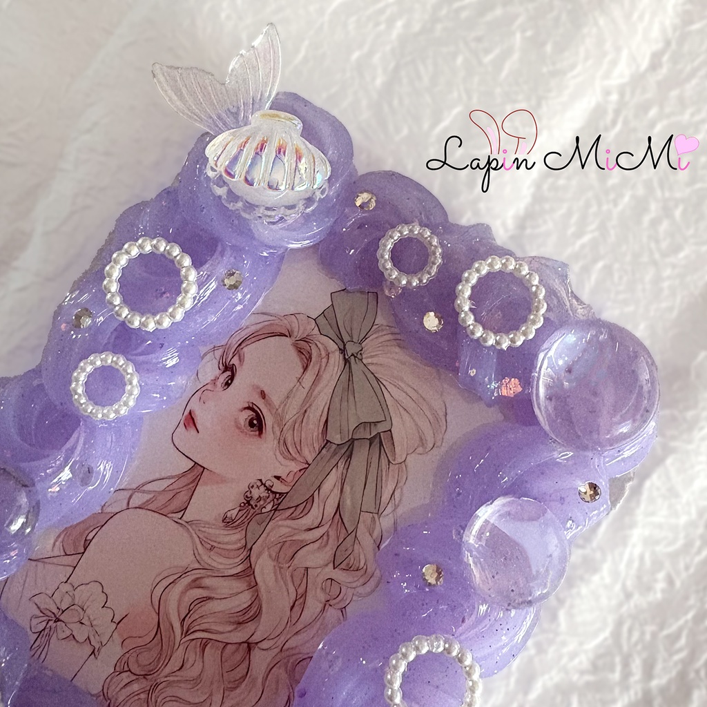 パープル クリア ラメ ホイップデコ B8 硬質トレカケース 海 マーメイド シャボン チェキ カード ケース