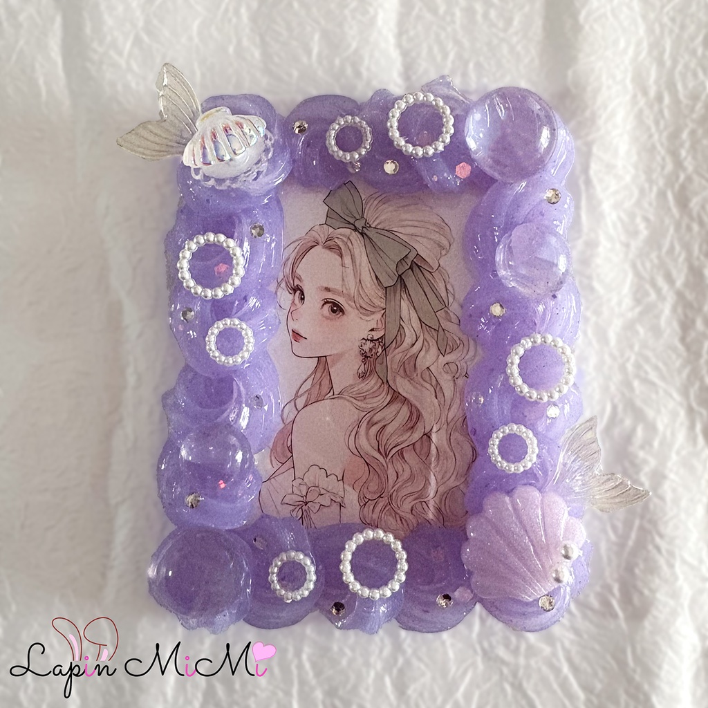 パープル クリア ラメ ホイップデコ B8 硬質トレカケース 海 マーメイド シャボン チェキ カード ケース