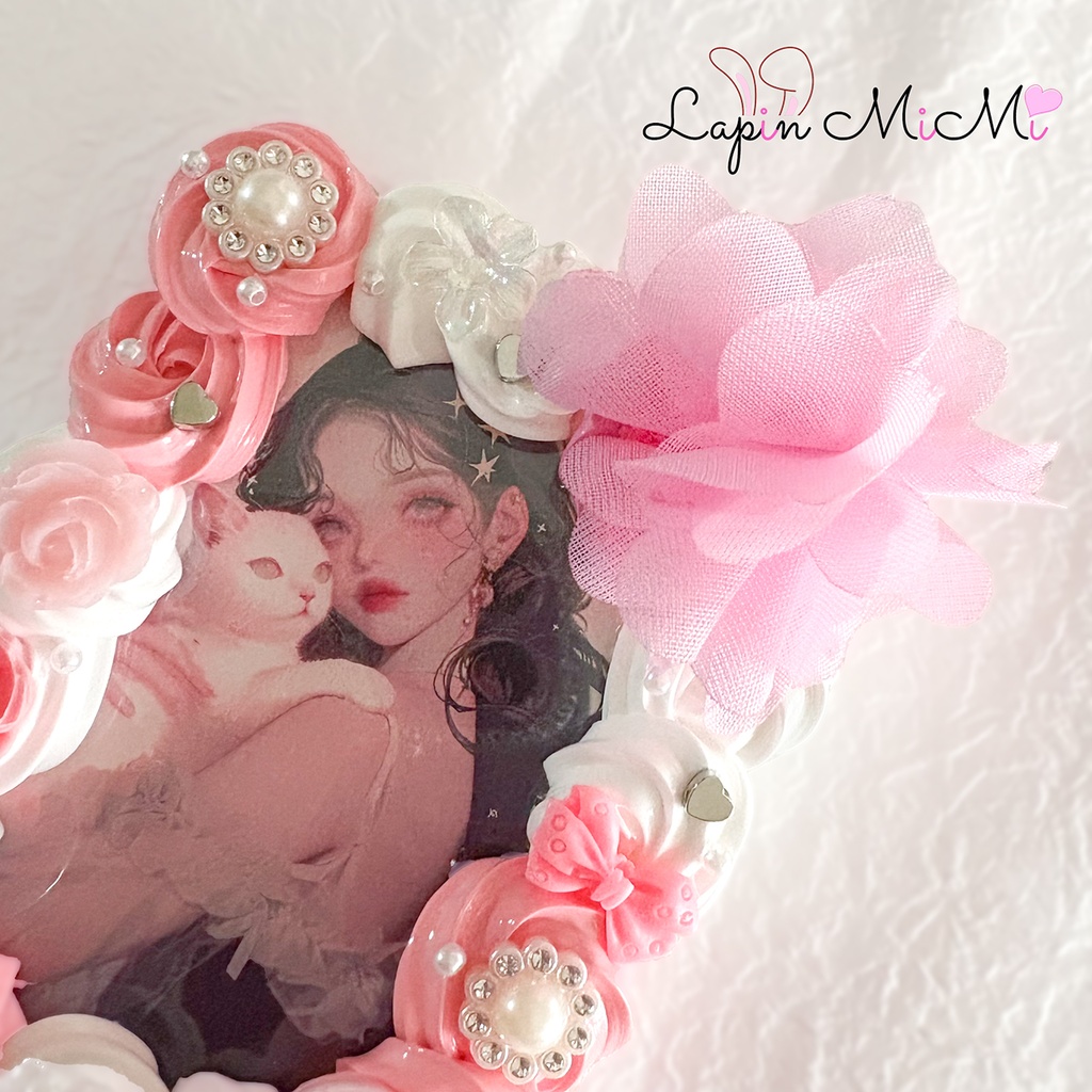 白 ピンク ホイップデコ 硬質トレカケース シフォン 花 蝶 リボン チェキ カード ケース