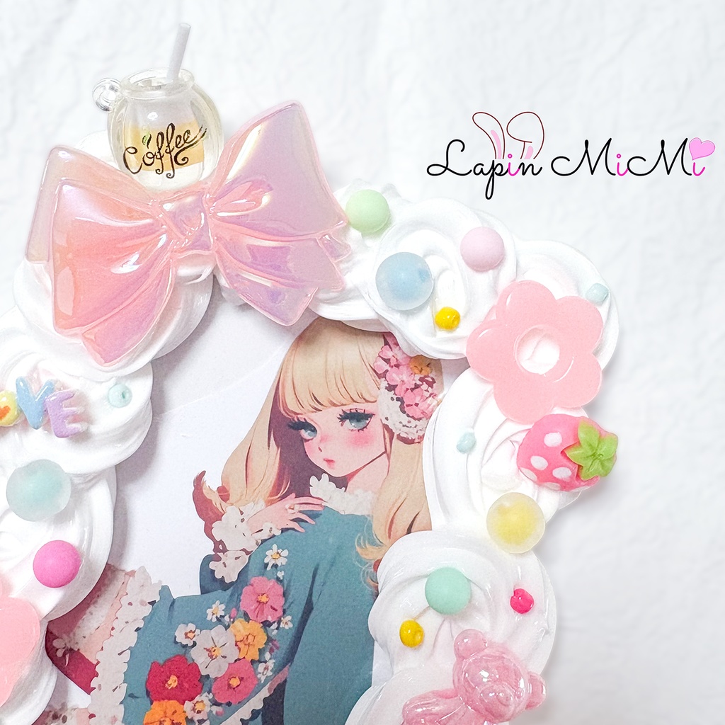 白 ホイップデコ 硬質トレカケース ビッグ チェリー リボン ポップ パステル ピンク ケース B8