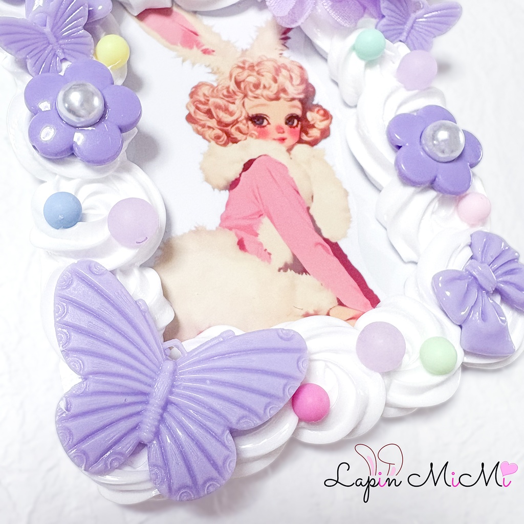 白 ホイップデコ B8 硬質トレカケース ふんわり シフォン 花 蝶 ポップ パステル カード ケース チェキ ピンク 紫 黄色 青