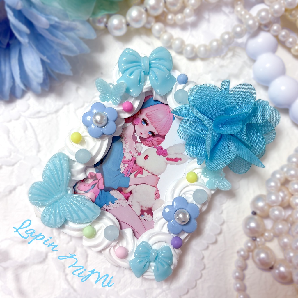 白 ホイップデコ B8 硬質トレカケース ふんわり シフォン 花 蝶 ポップ パステル カード ケース チェキ ピンク 紫 黄色 青