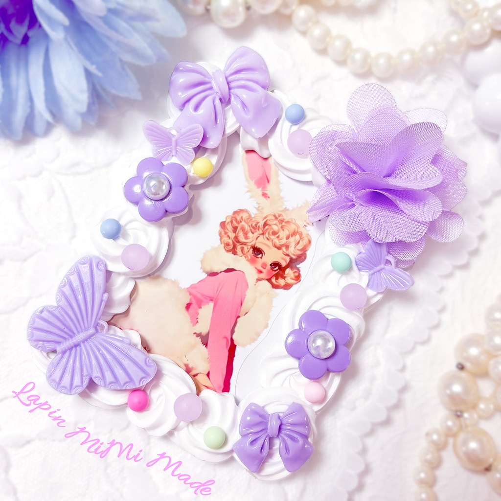 白 ホイップデコ B8 硬質トレカケース ふんわり シフォン 花 蝶 ポップ パステル カード ケース チェキ ピンク 紫 黄色 青